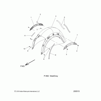 BODY, FENDER, REAR (STL GRAY BASE MODEL ONLY) - N19TCBAA ALL OPTIONS (200515)