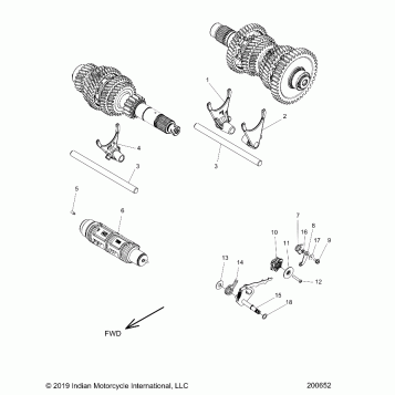 DRIVE TRAIN, SHIFT FORKS and DRUM - N22DMABH/DMDBH ALL OPTIONS (200652)