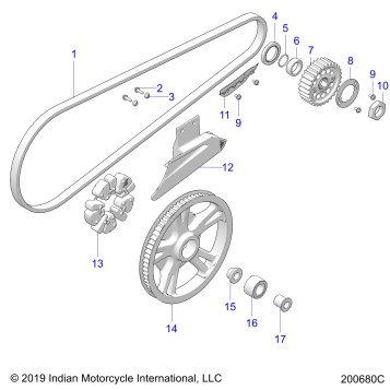 DRIVE TRAIN, DRIVE SPROCKET, BELT and GUARD - N20LCDRR ALL OPTIONS (200680C)