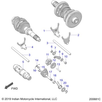 DRIVE TRAIN, SHIFT FORKS and DRUM - N22LCBRR ALL OPTIONS (200681C)