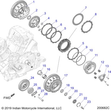 DRIVE TRAIN, CLUTCH AND PRIMARY DRIVE - N22LCBRR ALL OPTIONS (200682C)