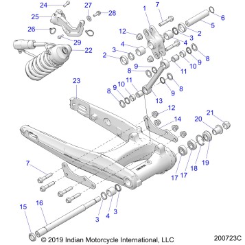 SUSPENSION, REAR ASM., SWING ARM and SHOCK - N22LCBRR ALL OPTIONS (200723C)
