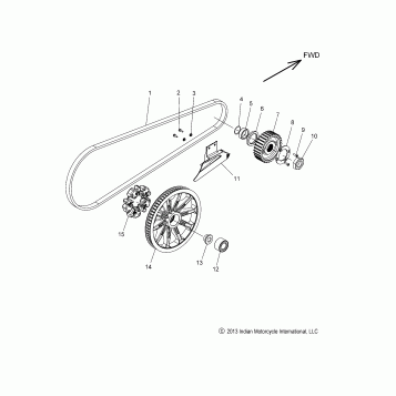 DRIVE TRAIN, DRIVE SPROCKET, BELT and GUARD - N20TCDBB ALL OPTIONS (49INDIANDRVSPROCKET14)