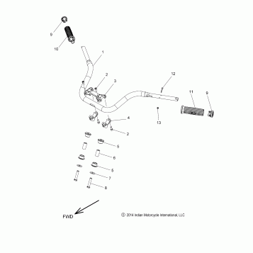STEERING, HANDLEBAR MOUNTING and GRIPS - N15TCAAA/TRAAA ALL OPTIONS (49INDIANHANDLEBAR15R)