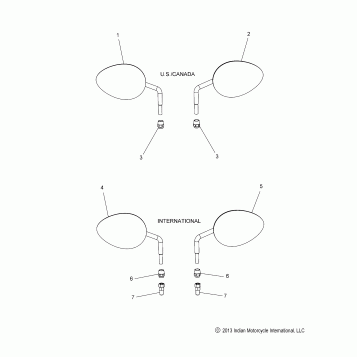 BODY, MIRRORS - N15TCAAA/TRAAA ALL OPTIONS (49INDIANMIRROR14)