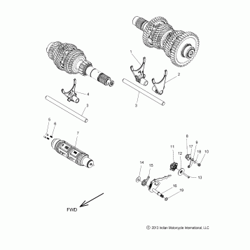 DRIVE TRAIN, SHIFT FORKS and DRUM - N15TCAAA/TRAAA ALL OPTIONS (49INDIANSHIFTFORK14)