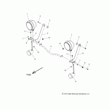 ELECTRICAL, LIGHT BAR AND TURN SIGNAL, FRONT - N14CCC/CCV ALL OPTIONS (49INDIANSIGNAL14)