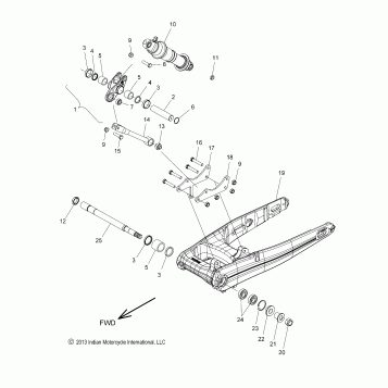 SUSPENSION, REAR ASM., SWING ARM and SHOCK - N15TCAAA/TRAAA ALL OPTIONS (49INDIANSUSPRR14)