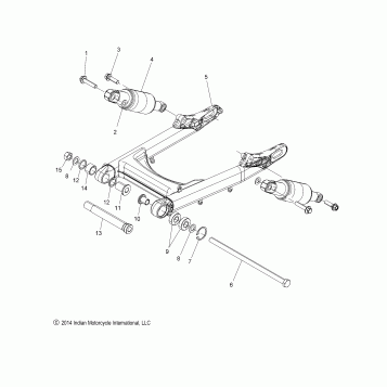 SUSPENSION, REAR ASM., SWING ARM AND SHOCKS - N15MSA00AA/AB/AC/AE (49INDIANSWINGARM15SCOUT)