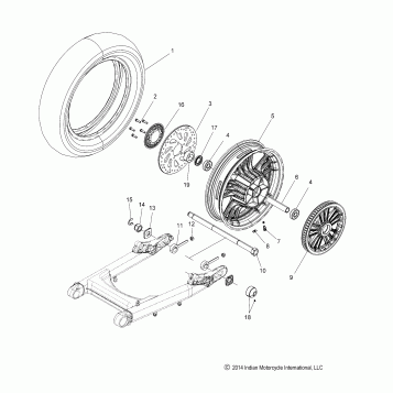 WHEEL, REAR - N20MSA11/MSB11 ALL OPTIONS (49INDIANWHEELRR15SCCOUT)