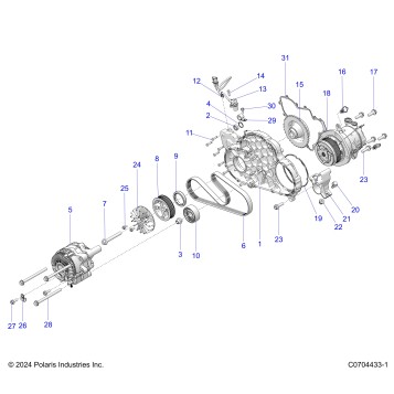 ENGINE, ALTERNATOR AND COMPRESSOR