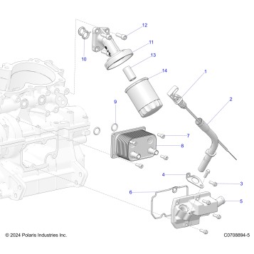 ENGINE, DIPSTICK AND OIL FILTER