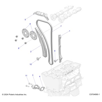 ENGINE, CAM CHAIN AND TENSIONER