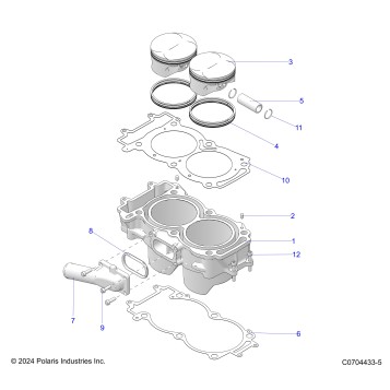 ENGINE, CYLINDER AND PISTON