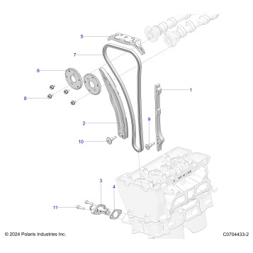 ENGINE, CAM CHAIN AND TENSIONER