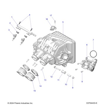 ENGINE, INTAKE MANIFOLD, THROTTLE BODY, FUEL RAIL