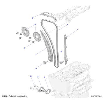 ENGINE, CAM CHAIN AND TENSIONER