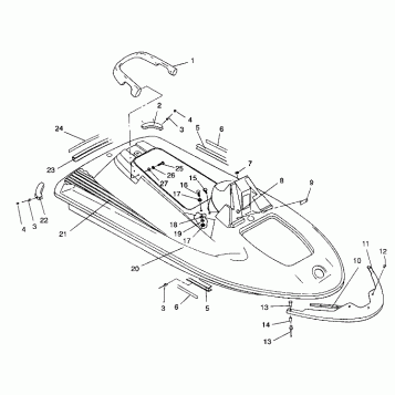 HULL and BODY ASSEMBLY SL 750 / B934070 (4924752475001A)
