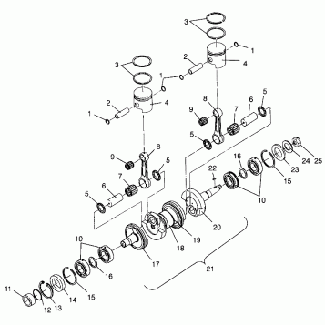 CRANKSHAFT & PISTON  SLT 700 B964166 and  Intl. SLT 700 I964166 (4933923392C001)