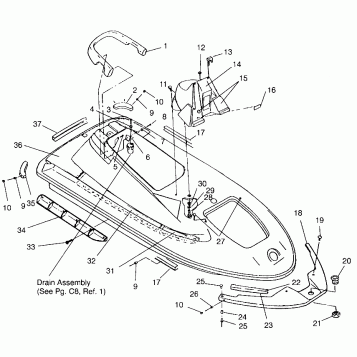 HULL and BODY ASSEMBLY SLX 780 B954287 (4933953395A005)