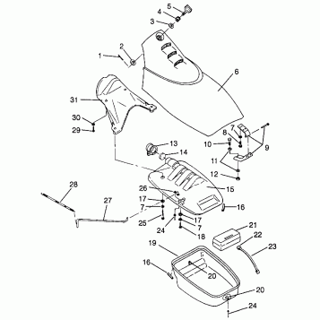 FRONT STORAGE COMPARTMENT SL 780 B964087 and Intl. SL 780 I964087 (4935523552A008)