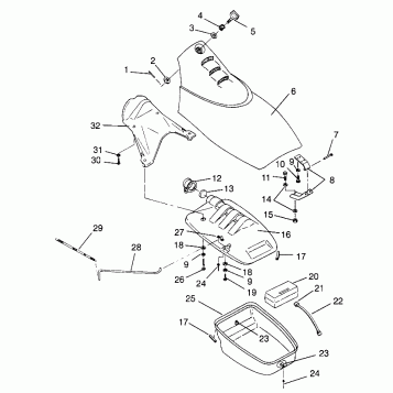 FRONT STORAGE COMPARTMENT SL 900 B964291 and  Intl. SL 900 I964291 (4935583558A008)