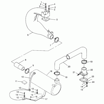 EXHAUST SYSTEM SLX 780 B964287 and Intl. SLX 780 I964287 (4937443744B005)
