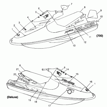 DECALS SL 700 B974071, Intl. SL 700 I974071, SL 700 Deluxe B974072 and Intl (4940874087A008)
