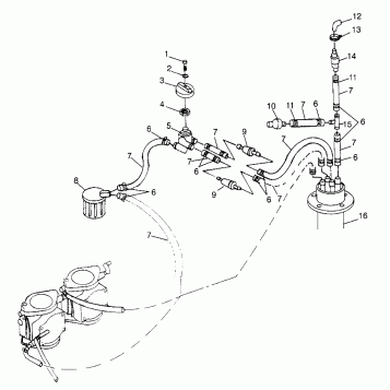 FUEL SYSTEM (DELUXE) SL 700 Deluxe B974072 and Intl. SL 700 Deluxe I974072 (4940874087A012)