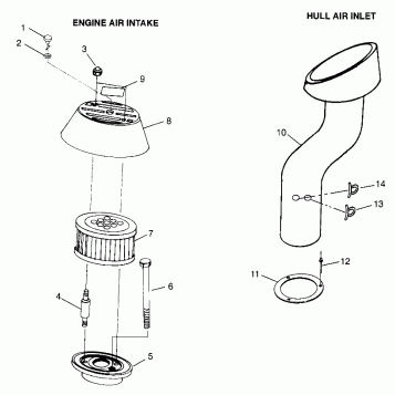 ENGINE AIR INTAKE/HULL AIR INLET (SL700/DELUXE) SL 700 B974071 and SL 700 D (4940874087B009)