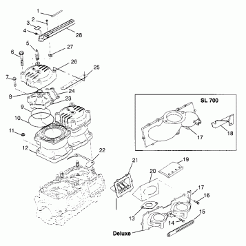 CYLINDER & MANIFOLD SL 700 B974071, Intl. SL 700 I974071, SL 700 Deluxe B97 (4940874087C005)