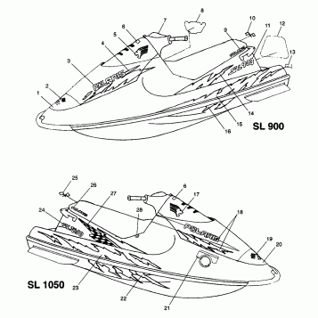 DECALS SL 900 B974091 and SL 1050 B974090 (4940974097A007)