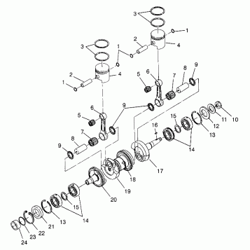 CRANKSHAFT & PISTON HURRICANE B974473 and Intl. HURRICANE I974473 (4941044104C002)