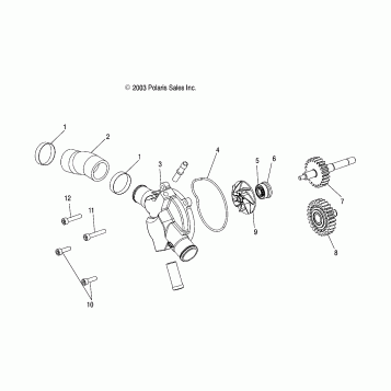 WATER PUMP - W045305CA/IA/CB/IB/IE/CC/IC/CD/ID/IF (4990579057B11)