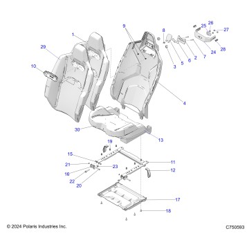 BODY, SEAT ASM, & MOUNTING, REAR - Z26S4P92BL (C750593)