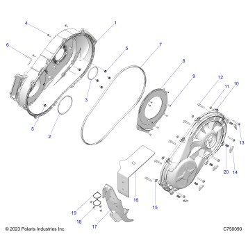 DRIVE TRAIN, CLUTCH COVER, INNER/OUTER - Z26RPK2KAR/BR/AV/BV/AC/BC/AJ/BJ (C750090)