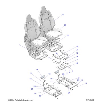 BODY, SEAT ASM. AND SLIDER, FRONT - Z26NET99A4/B4/A6/B6 (C750588)