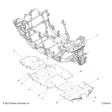 CHASSIS, MAIN FRAME AND SKID PLATES - Z25R4P2KAE/BE (C750076)