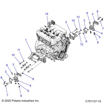ENGINE, MOUNTING & LONG BLOCK - Z23RGL2KAJ/BJ/KAK/BK (C701137-09)