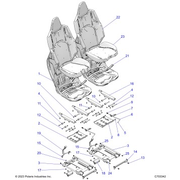 BODY, SEAT ASM. AND SLIDER, FRONT - Z26NMT99A4/B4/A6 (C703342)