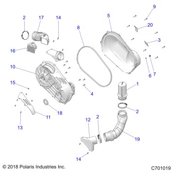 DRIVE TRAIN, CLUTCH COVER AND DUCTING - Z20ASA87B2/E87BH/BW/LW (C701019)