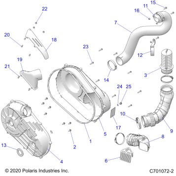 DRIVE TRAIN, CLUTCH COVER AND DUCTING - Z20ASE99AH/LH/BH (C701072-2)