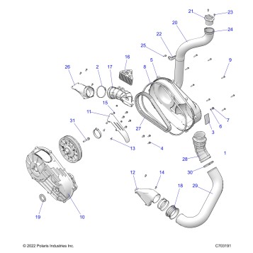 DRIVE TRAIN, CLUTCH COVER AND DUCTING - Z23NAE99A/99B (C703191)