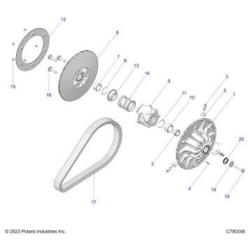 DRIVE TRAIN, SECONDARY CLUTCH/BELT - Z25XPD92A/92B (C750248)