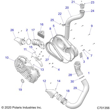 DRIVE TRAIN, CLUTCH COVER AND DUCTING - Z23N4E99A/99B (C701356)