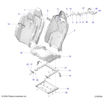 BODY, SEAT ASM, & MOUNTING, REAR - Z25X4D92A/92B (C750784)