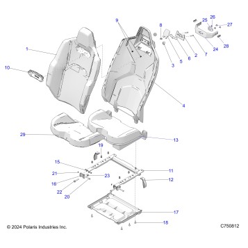 BODY, SEAT ASM, & MOUNTING, REAR - Z25R4P2KBL (C750812)