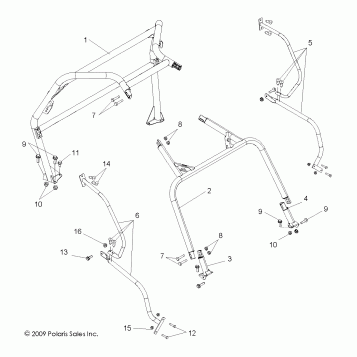 CHASSIS, CAB FRAME and SIDE BARS - R10VH76 ALL OPTIONS/VY76AZ (49RGRCAB09RZR)