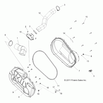 DRIVE TRAIN, CLUTCH COVER and DUCTING - R12VH57AD (49RGRCLUTCHCVR12RZR570)