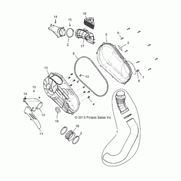 DRIVE TRAIN, CLUTCH COVER AND DUCTING - Z146T1EAM/EAW (49RGRCLUTCHCVR14RZR1000)